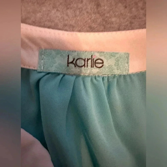 Karlie turquoise sheer sleeveless tank size S - Picture 5 of 6